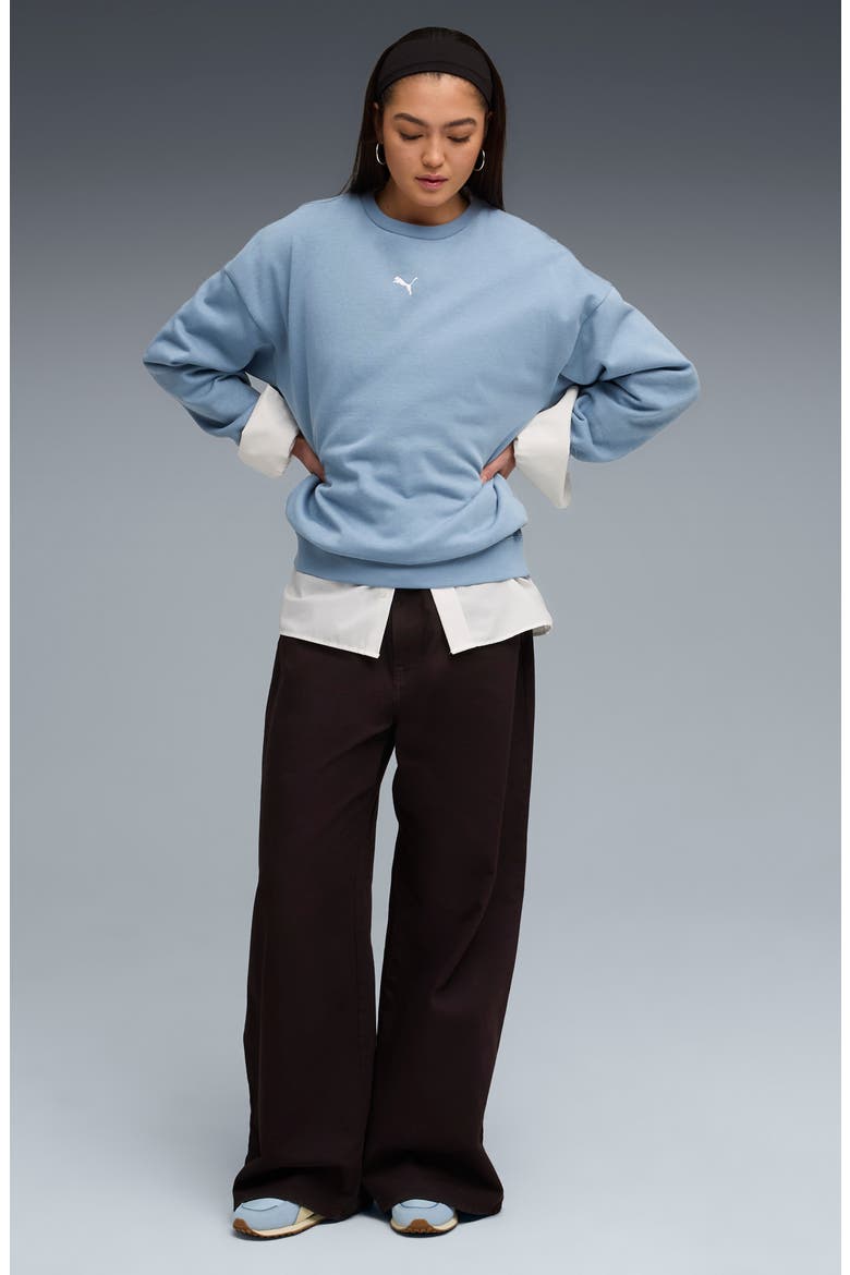 Essentials Oversize Fleece Sweatshirt, Alternate, color, COOL BLUE