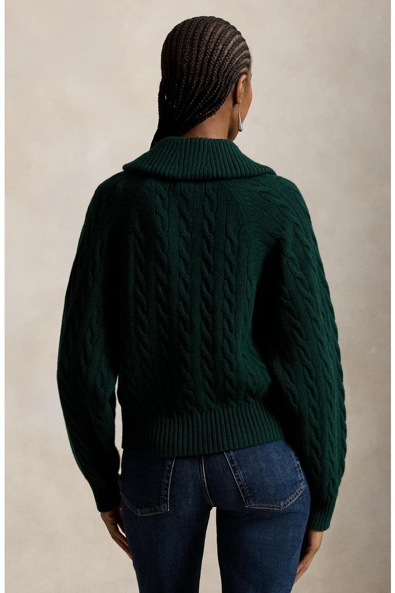 Cable Knit Wool & Cashmere Cardigan, Alternate, color, GREEN