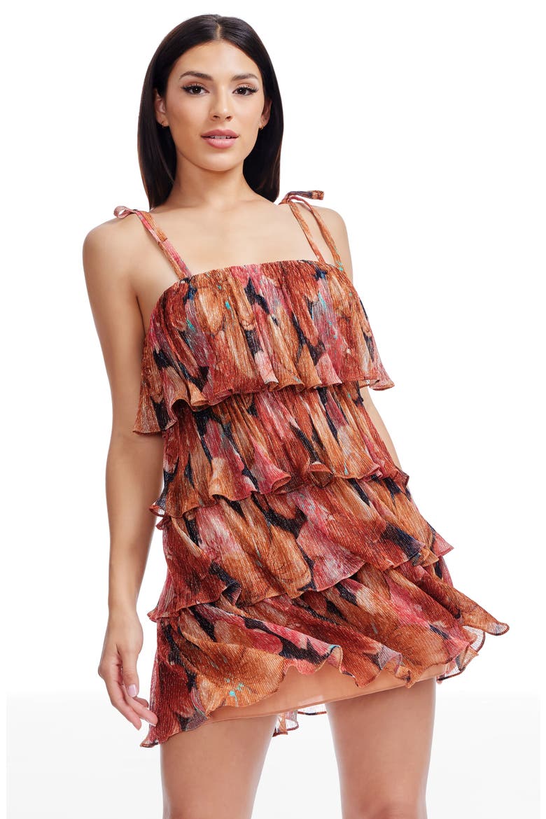 Pixie Tiered Minidress, Alternate, color, AMBER MULTI