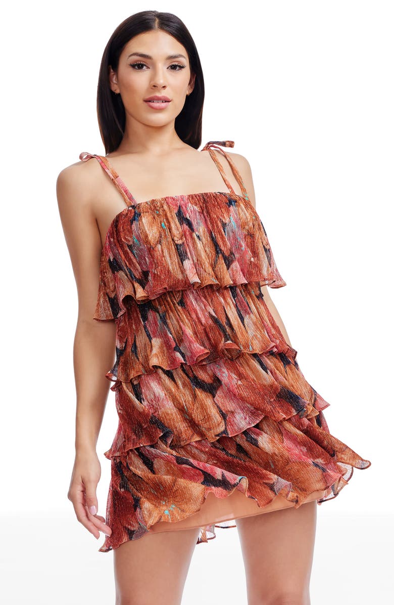 Dress the Population Pixie Tiered Minidress, Alternate, color, Amber Multi