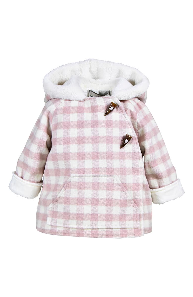 Widgeon Kids' Faux Fur Lined Wrap Jacket, Main, color, Pink Baby Plaid