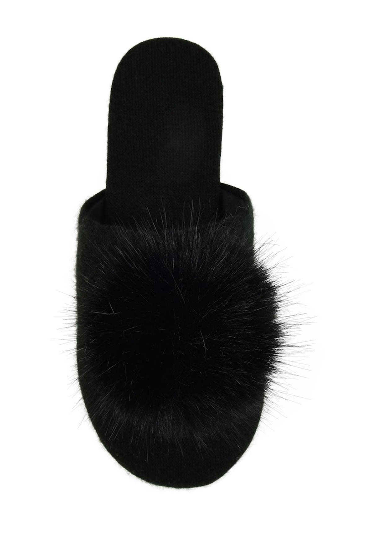 Journee Collection Nightfall Faux Fur Pompom Slipper, Alternate, color, Black