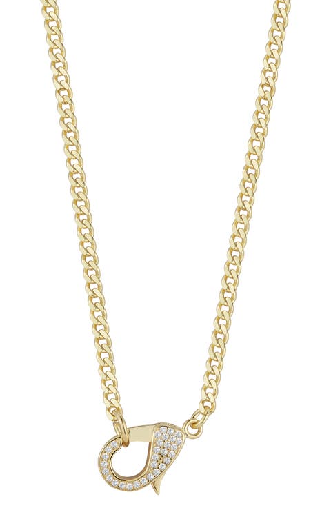 Pavé Cubic Zirconia Clasp Curb Chain Necklace
