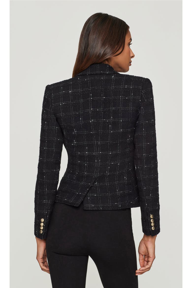 Elsa Windowpane Tweed Blazer, Alternate, color, Black/White