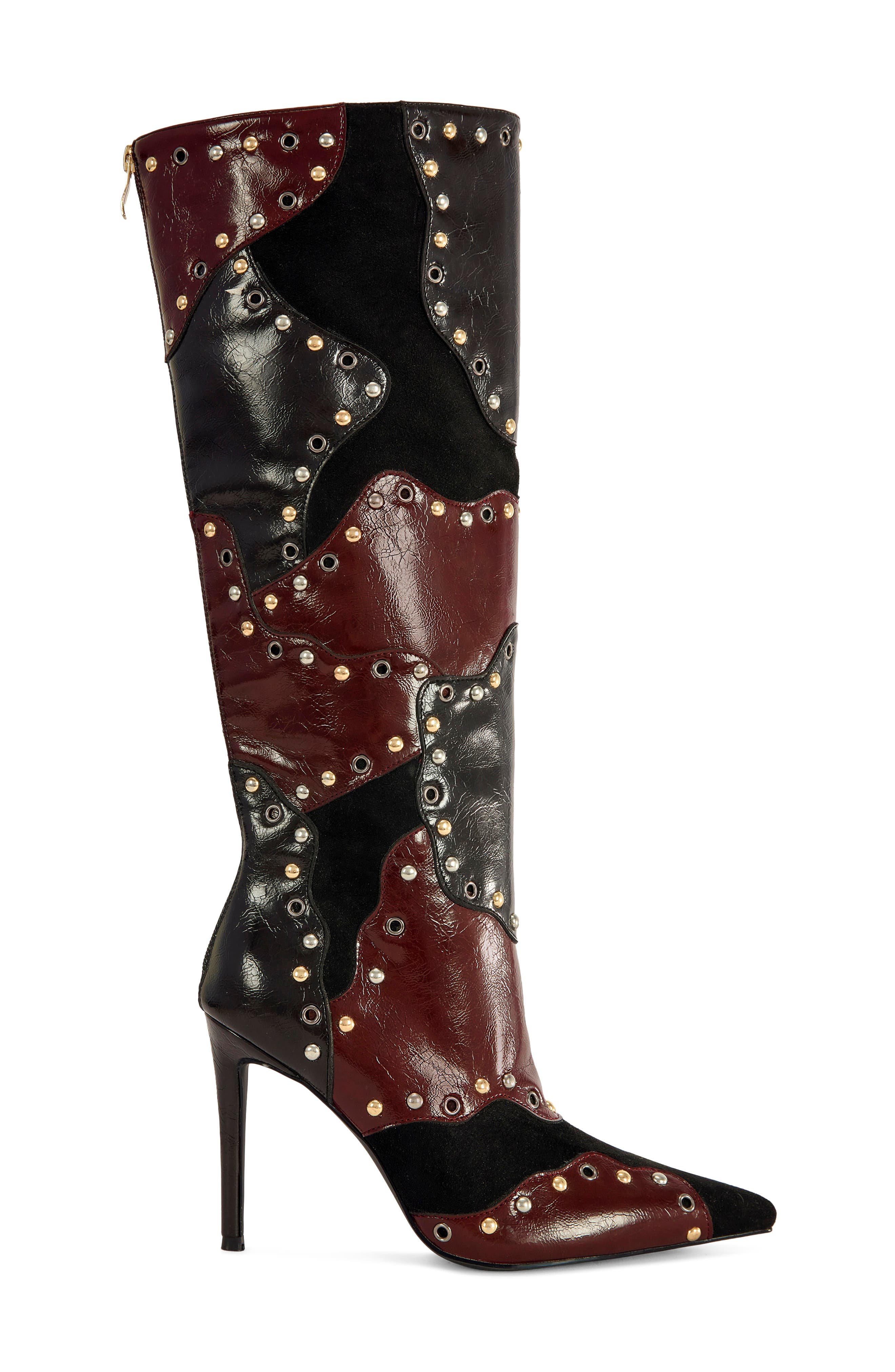 Enyae Pointed Toe Knee High Boot, Alternate, color, MAHOGANY MULTI