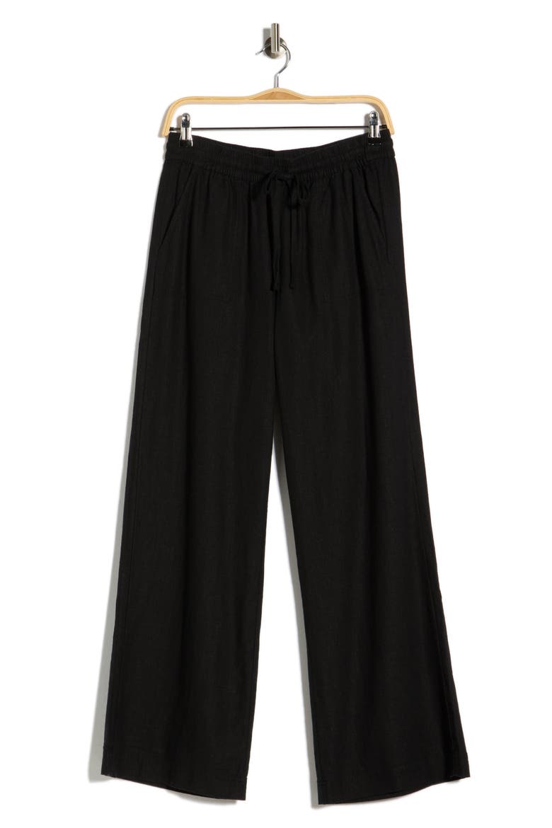 Linen Blend Pants, Alternate, color, BLACK