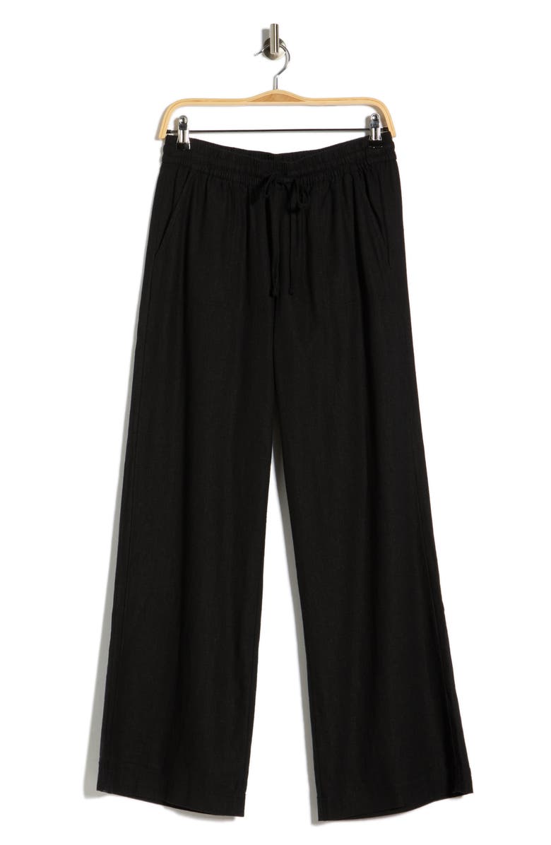 Caslon<sup>®</sup> Linen Blend Pants, Alternate, color, Black