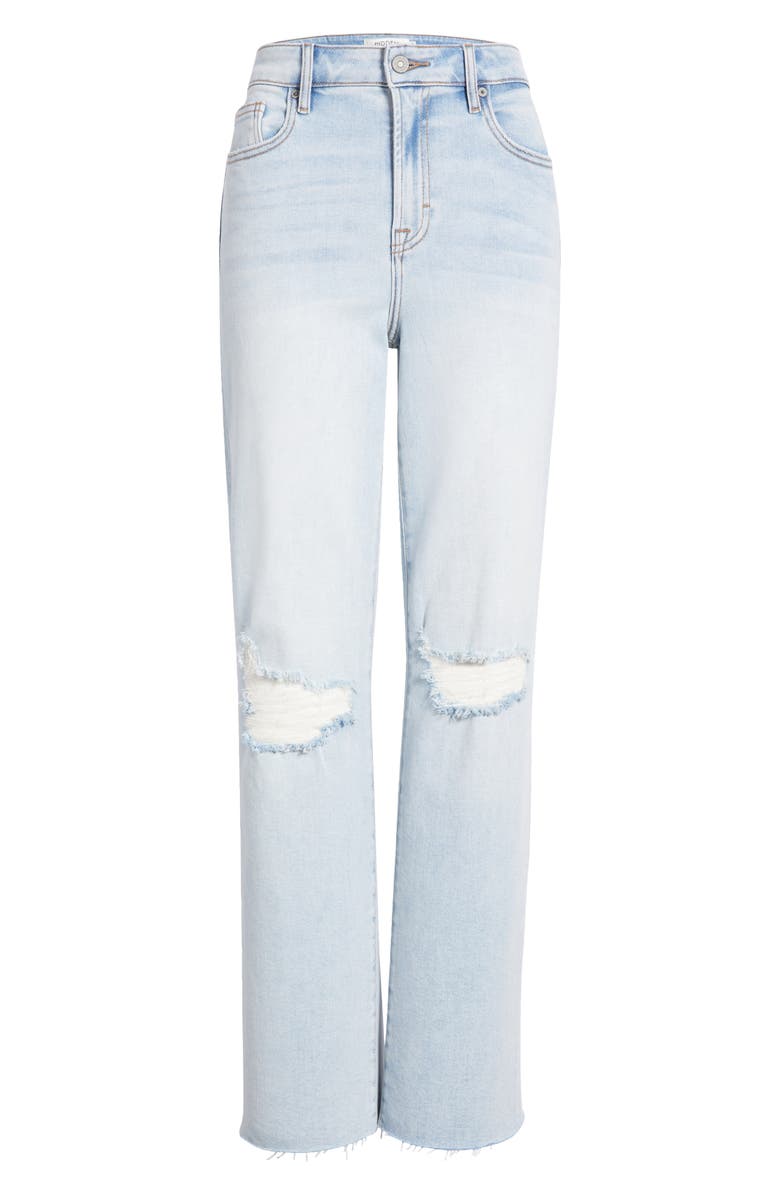 HIDDEN JEANS Distressed High Waist Raw Hem Wide Leg Jeans, Alternate, color, Light Wash