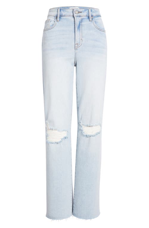 Hidden Jeans Distressed High Waist Raw Hem Wide Leg Jeans In Light Wash