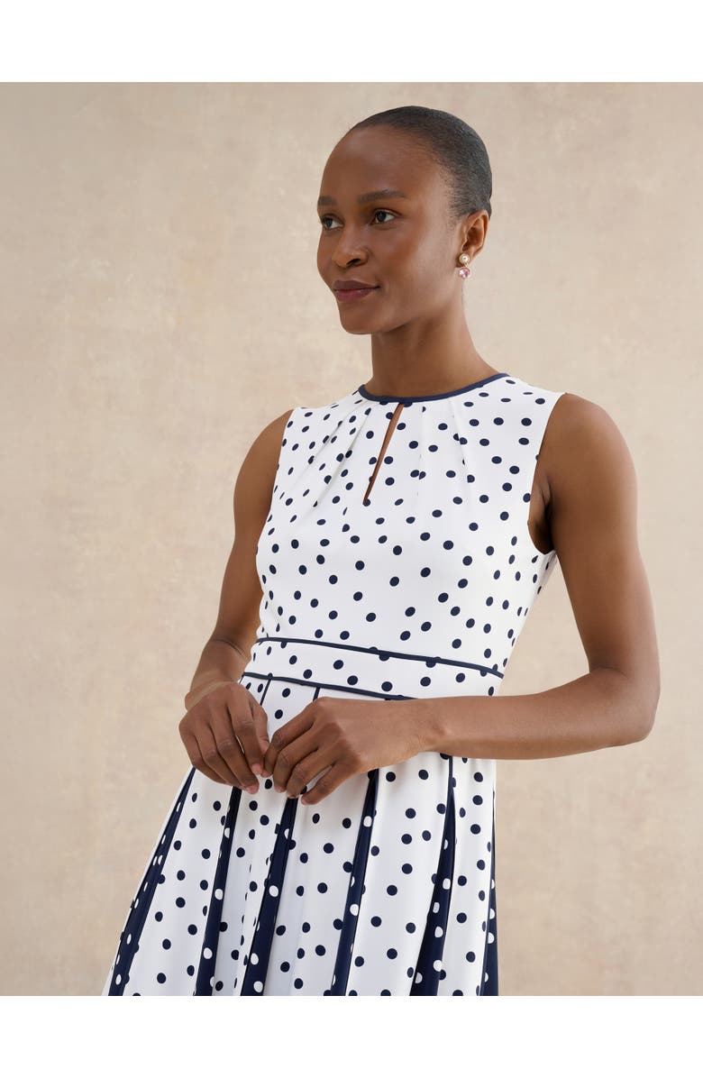 HOBBS LONDON Angelica Pleated Fit-Flare Midi Dress, Alternate, color, Ivory Midnight