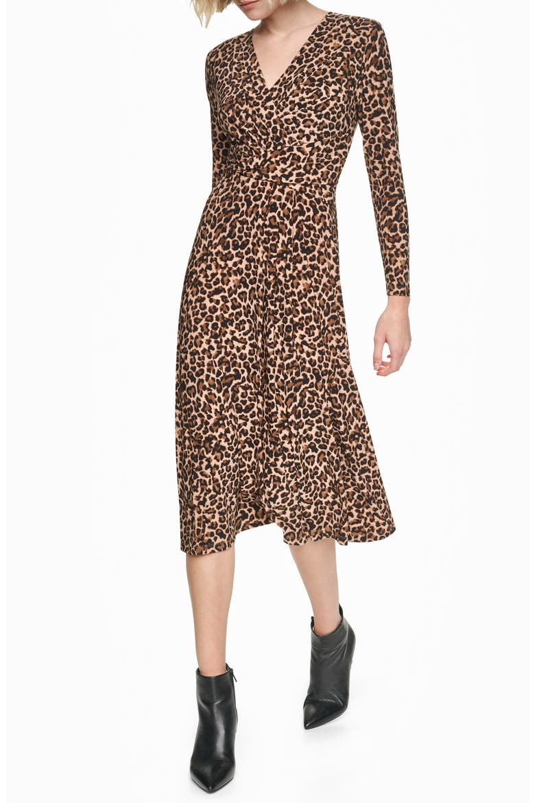 Long Sleeve Midi Dress, Alternate, color, TRUFFLE MULTI