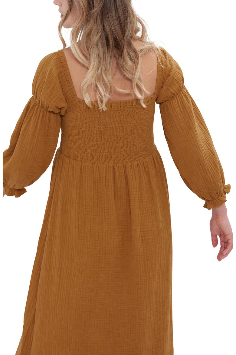 Ingrid & Isabel® Smocked Long Sleeve Maternity Maxi Dress, Alternate, color, GOLDEN BROWN