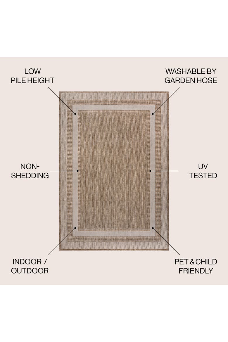 Dover Classic 3-Stripe Border Indoor/Outdoor Area Rug, Alternate, color, Beige/Cream