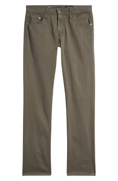 Ag Everett Sueded Stretch Sateen Straight Fit Pants In Green