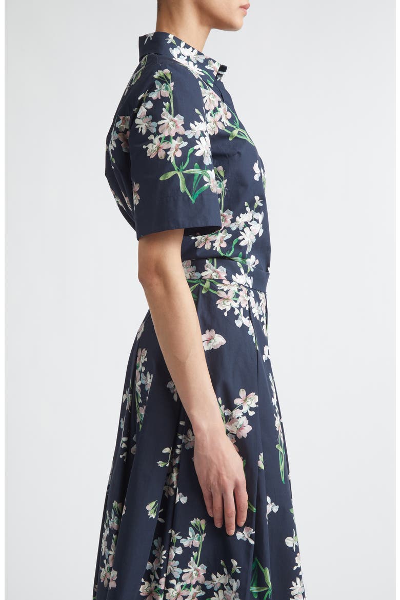 Floral Organic Cotton Poplin Button-Up Shirt, Alternate, color, PAINTED ORCHID NAVY