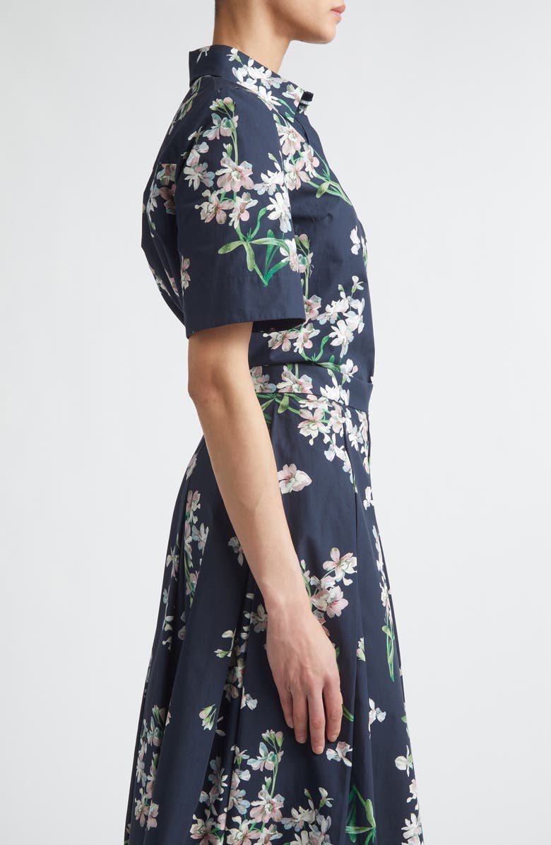 Erdem Floral Organic Cotton Poplin Button-Up Shirt, Alternate, color, Painted Orchid Navy