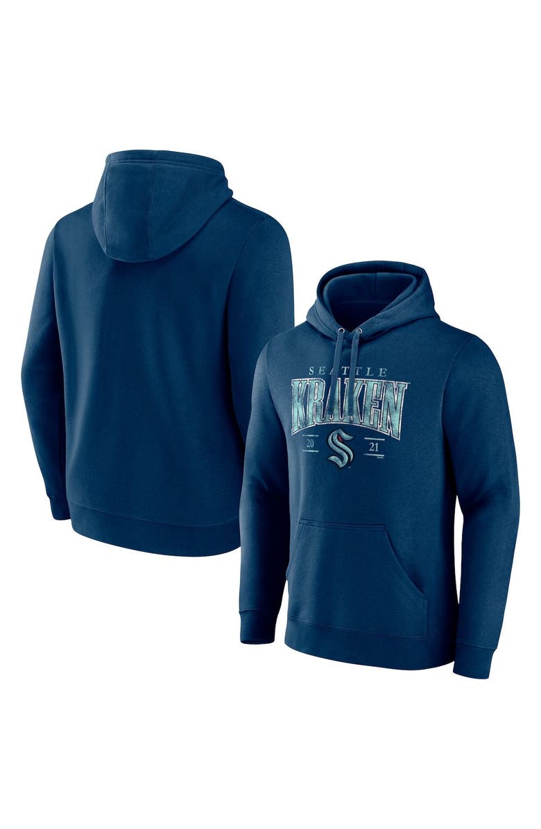 FANATICS Men's Fanatics Branded Deep Sea Blue Seattle Kraken Dynasty Pullover Hoodie, Main, color, Navy
