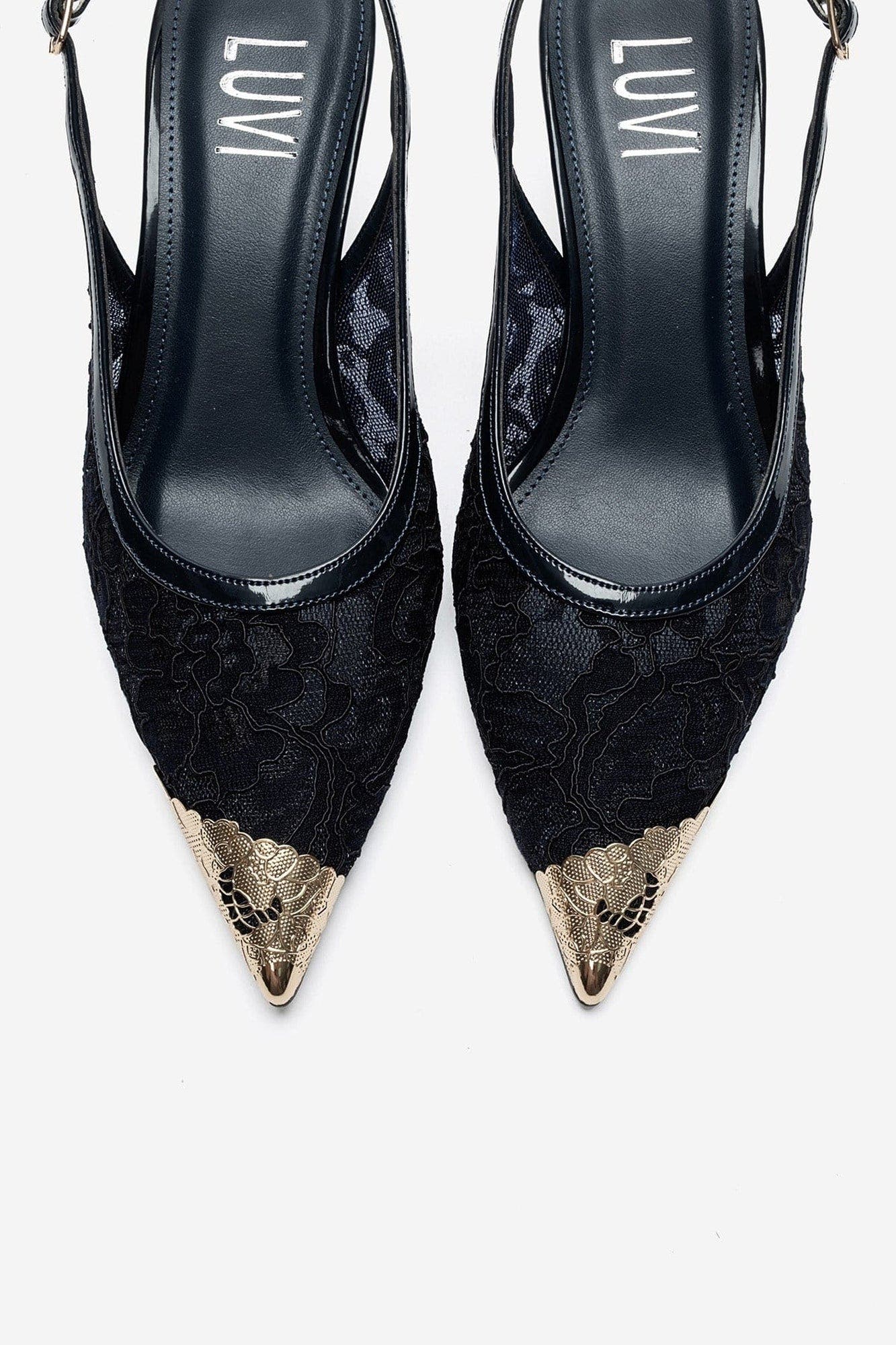 Clem Lace Slingback Pump, Alternate, color, Navy