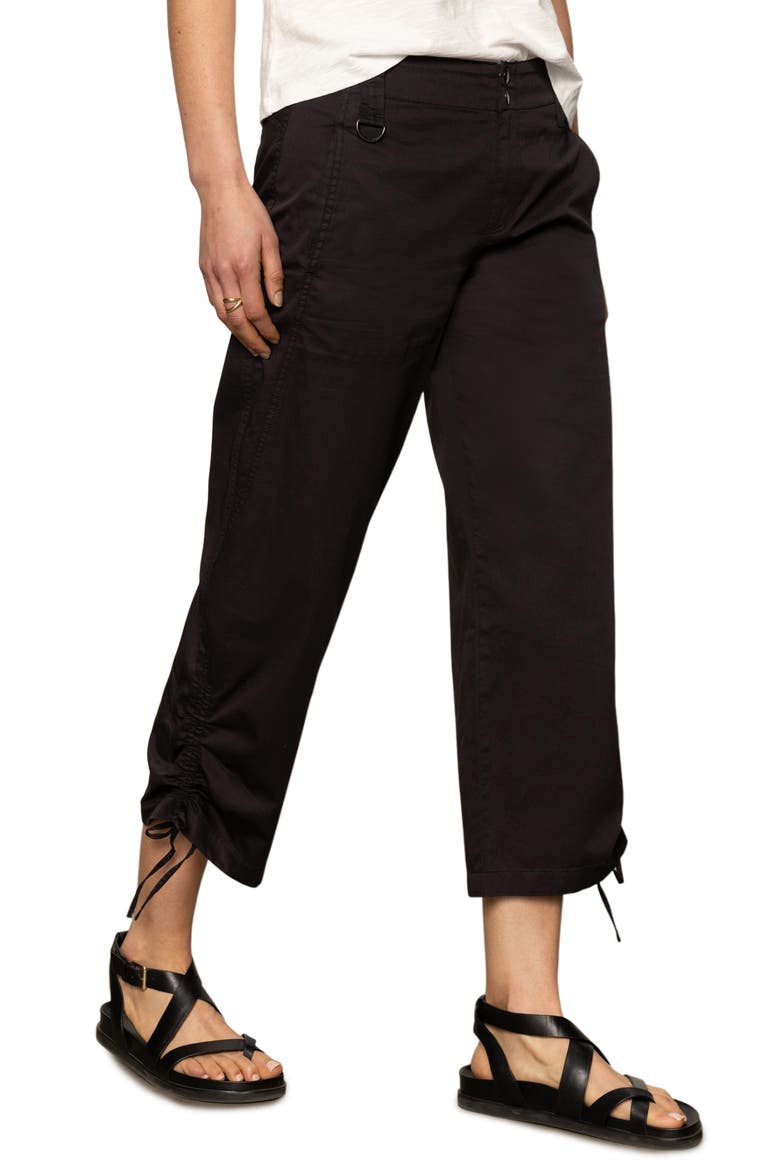 Cotton Twill Utility Crop Pants, Alternate, color, BLACK