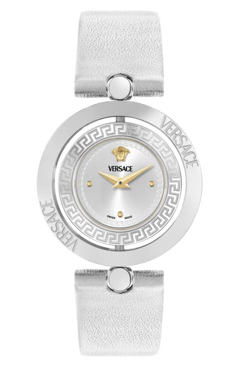 Eon Jewel Leather Strap Watch, 33.6mm