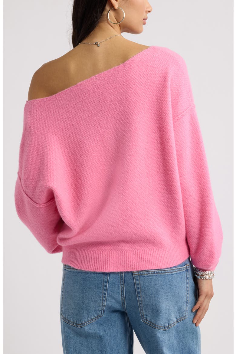 Off the Shoulder Sweater, Alternate, color, PINK AURORA