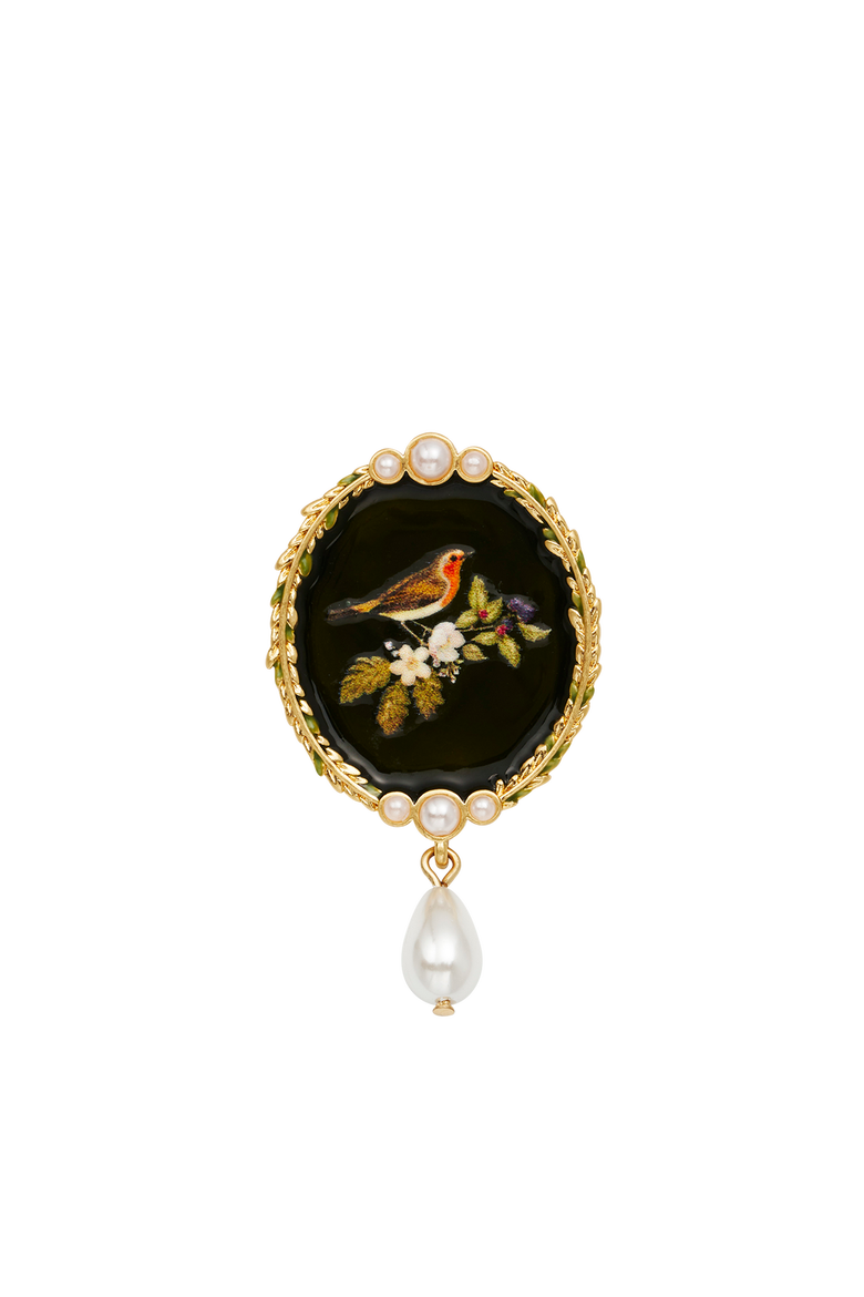 Robin Bramble & Pearl Brooch, Main, color, Gold