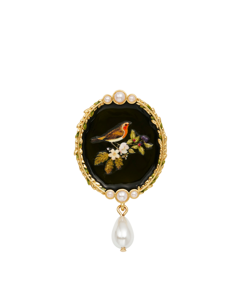 Robin Bramble & Pearl Brooch