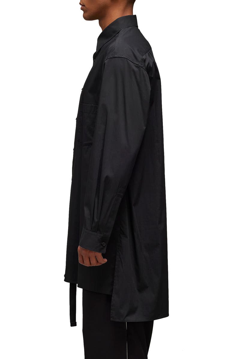 Y-3 Graphic Longline Button-Up Shirt, Alternate, color, 