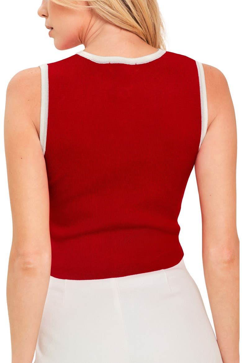 Colorblock Sleeveless Crop Cardigan, Alternate, color, RED
