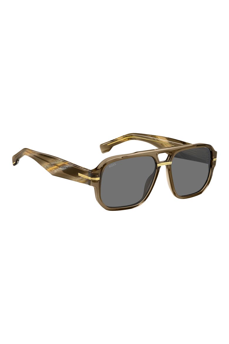 57mm Rectangular Sunglasses, Alternate, color, BROWN/ GREY AR
