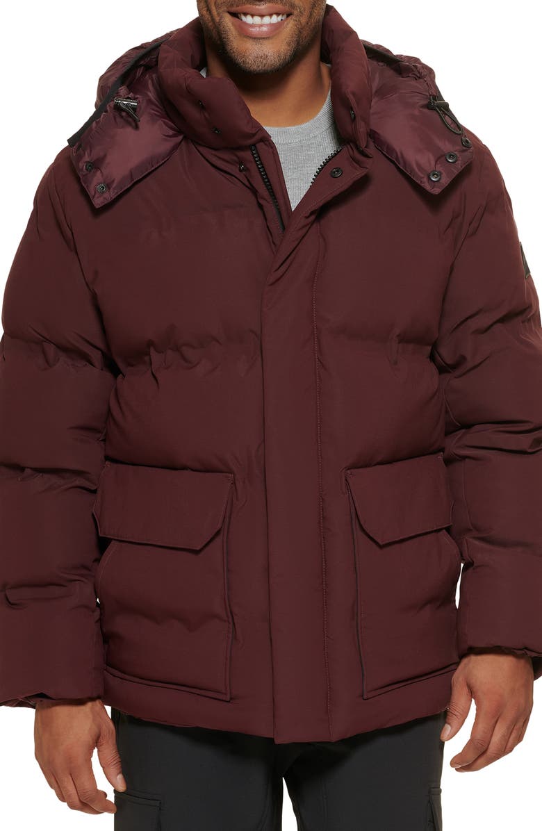 DKNY Hooded Puffer Jacket, Alternate, color, Oxblood