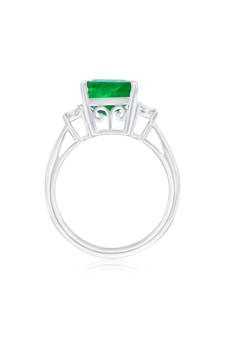14K White Gold 2.75ct Emerald & 0.20cttw Diamond Ring, Alternate, color, Green