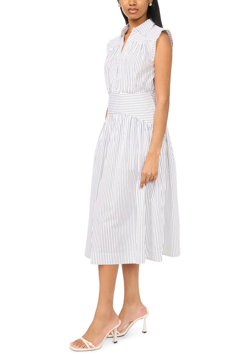 Sleeveless Cotton Poplin Fit & Flare Shirtdress, Alternate, color, IRON GATE