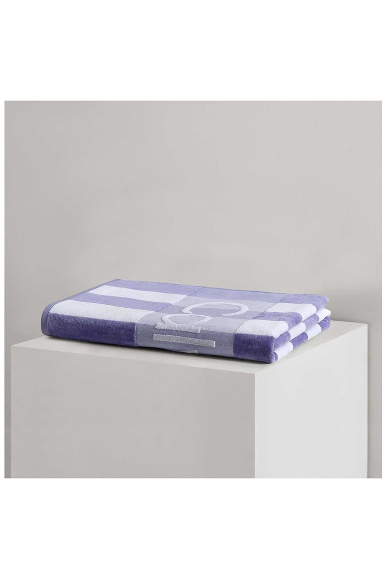 Beach Stripe Logo Towel, Alternate, color, TWLIGHT PURPLE/WHITE