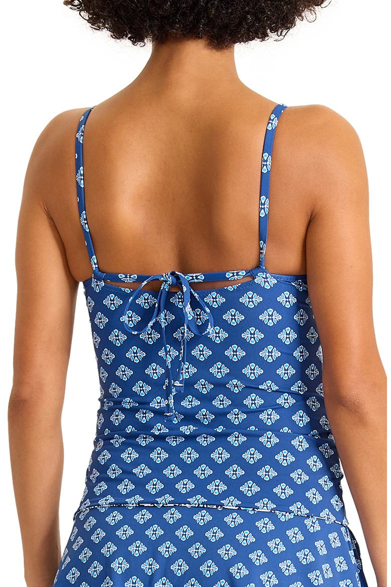 Noble Pineapple Reversible UPF 50+ Tankini, Alternate, color, INDIGO TIDE REV