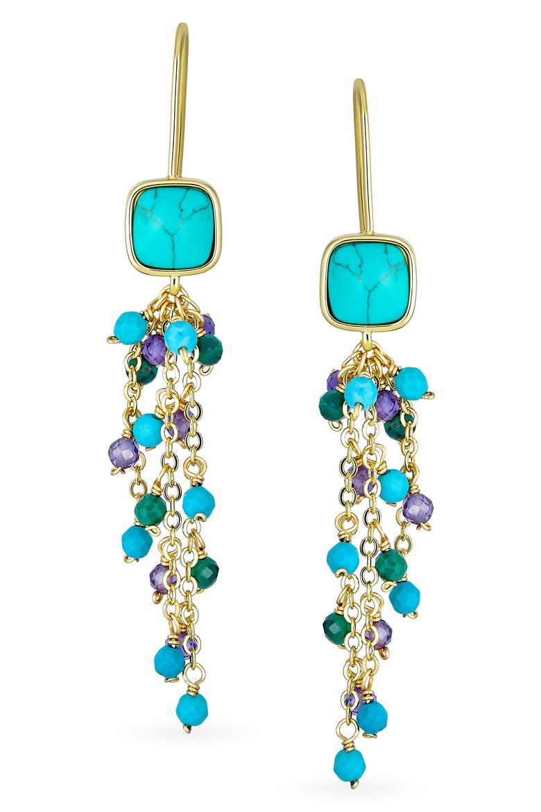 Cluster Bead Linear Earrings, Alternate, color, BLUE