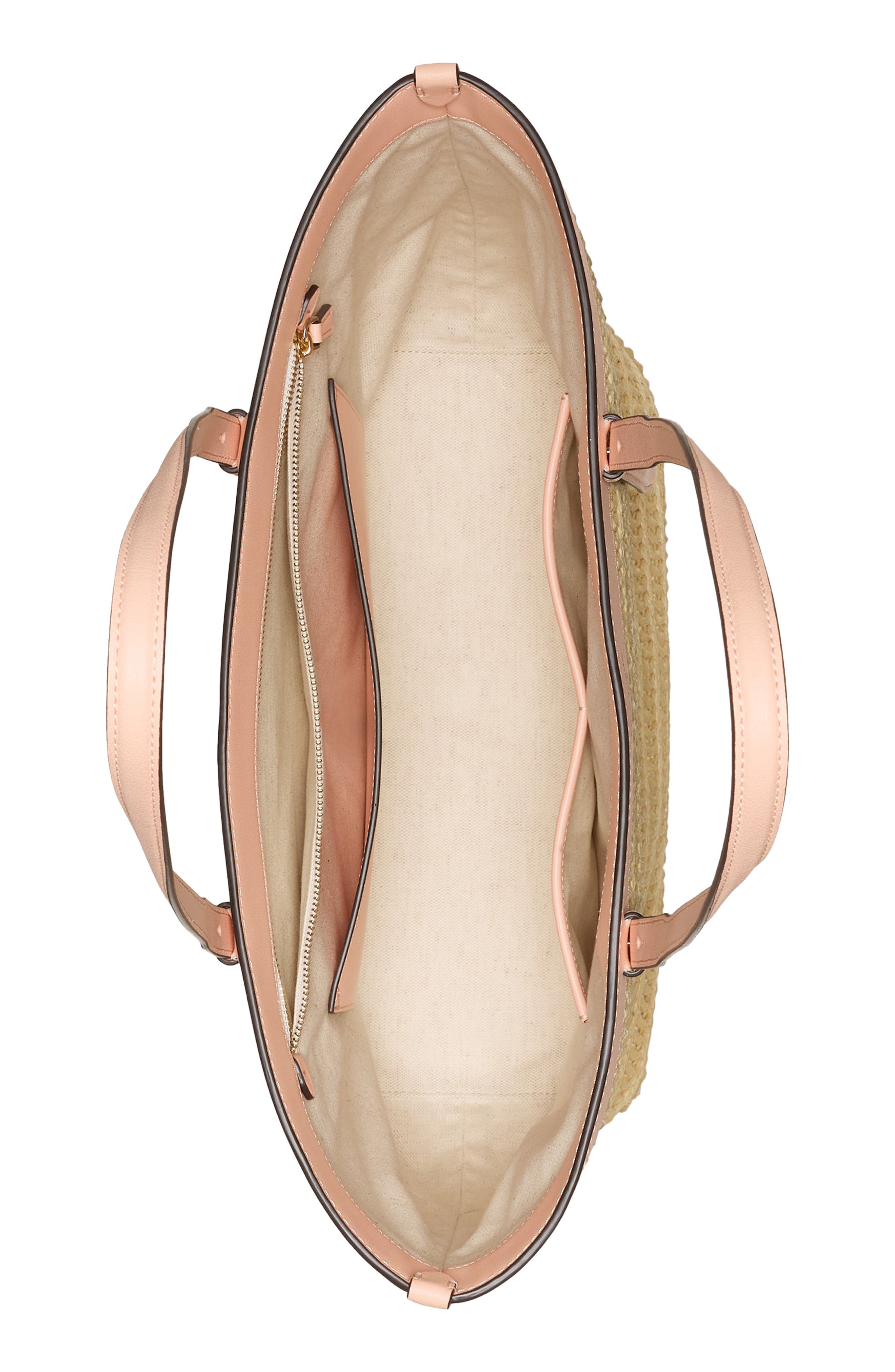 Kate Spade New York large do it all straw & leather tote, Alternate, color, Light Cantaloupe Multi