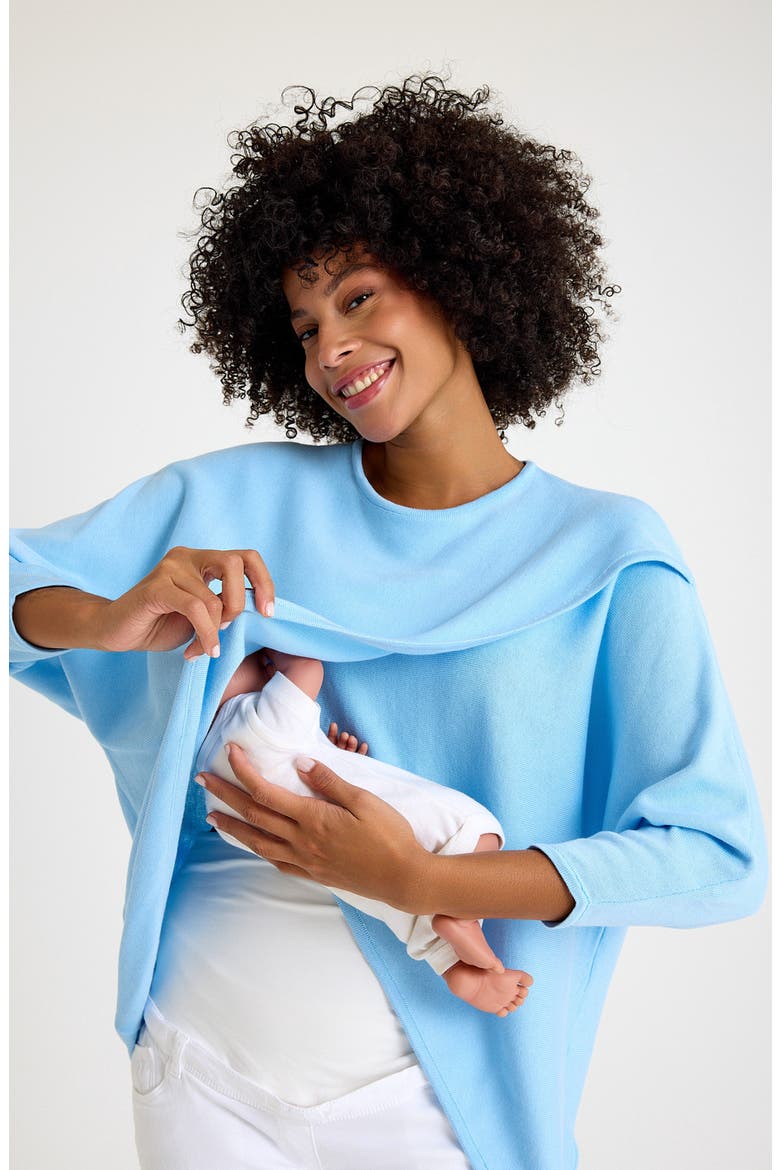 Let Loose Crossover Long Sleeve Maternity/Nursing Knit Top, Alternate, color, ICE BLUE