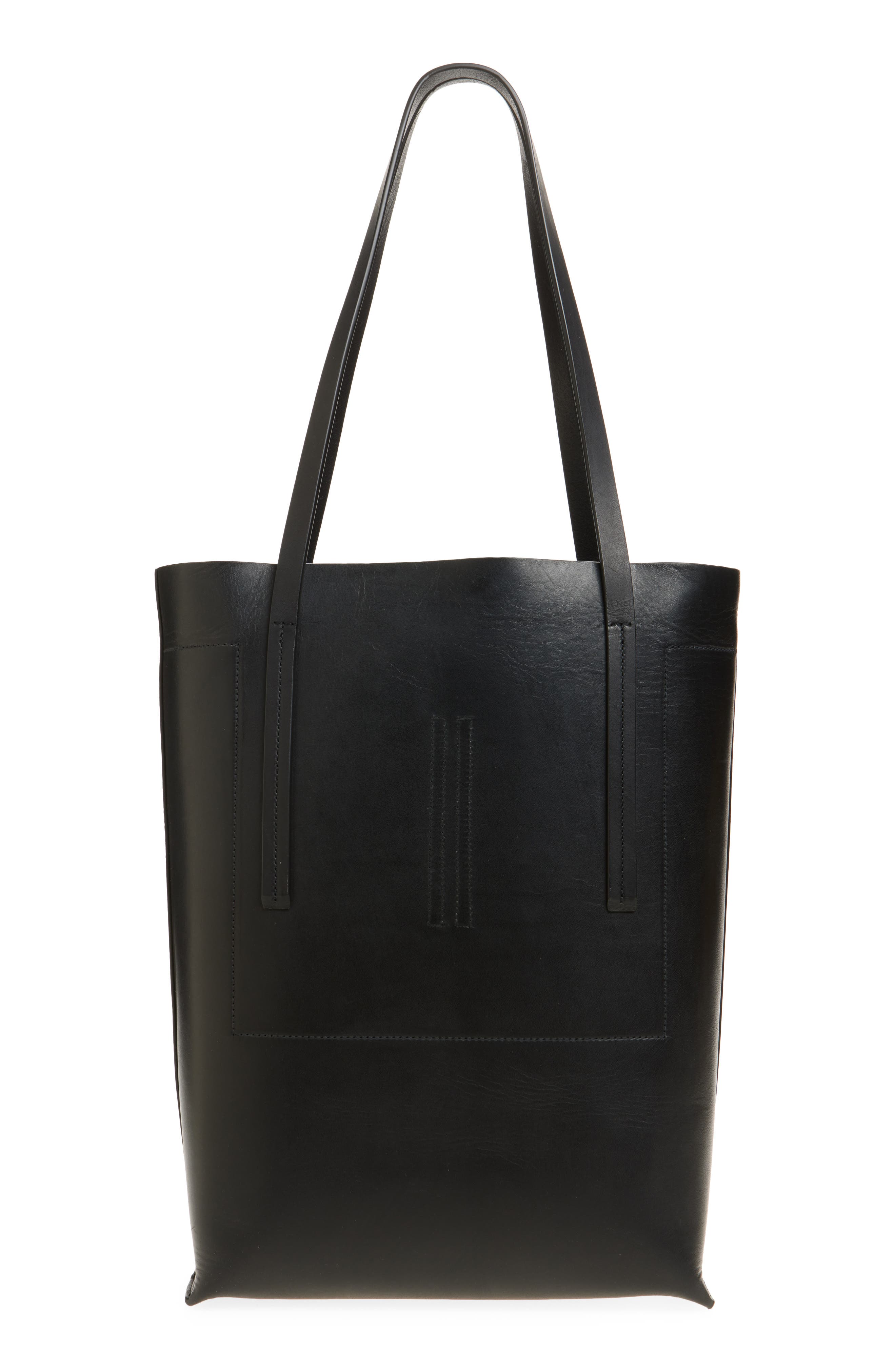 Rick Owens Borsa Medium Leather Shopper, Alternate, color, Black