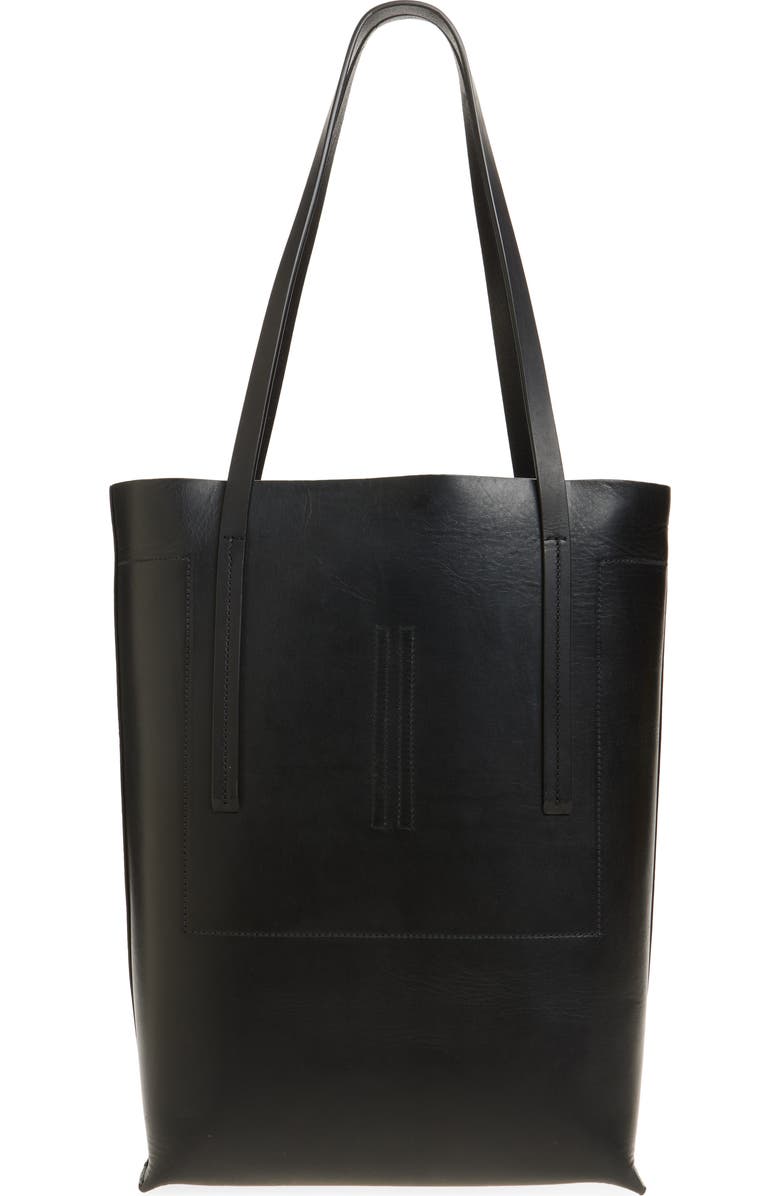Rick Owens Borsa Medium Leather Shopper, Alternate, color, Black