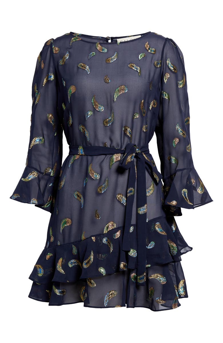 SALONI Marissa Metallic Floral Fil Coupé Minidress, Alternate, color, 