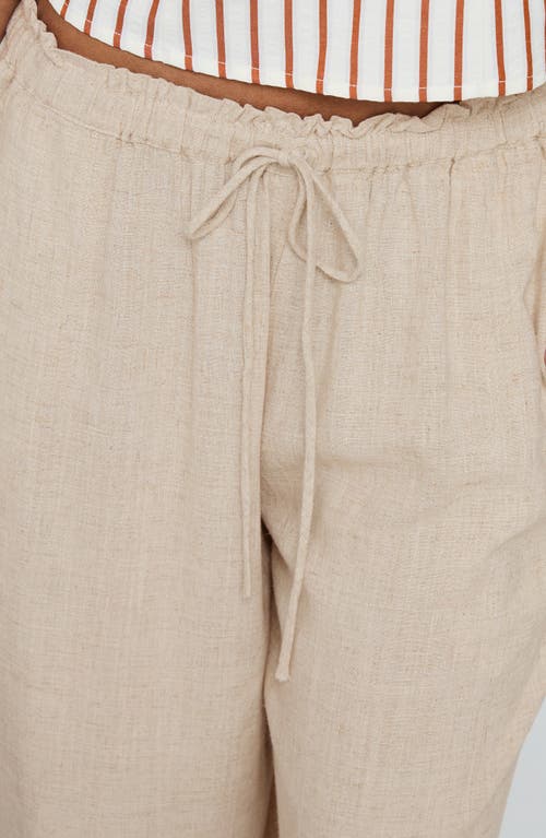 Princess Polly Seascape Tie Waist Wide Leg Pants In Neutral