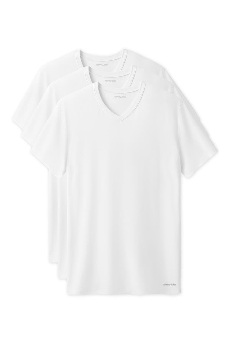 3-Pack Second Skin Stay Tucked V-Neck Undershirts, Main, color, WHITE