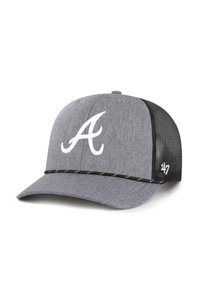 '47 Men's '47 Charcoal Atlanta Braves Carbon Rope Trucker Adjustable Hat, Main, color, 