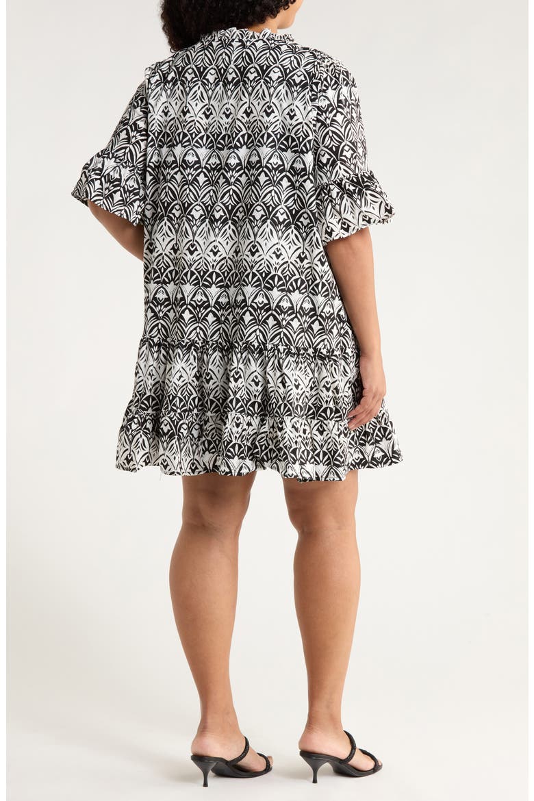 La Palma Floral Auggie Cotton Dress, Alternate, color, BLACK-WHITE