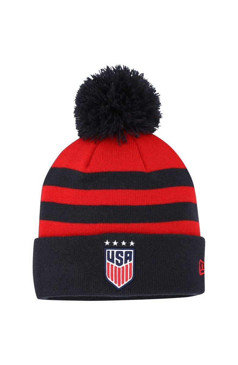 New Era Men's New Era Red USWNT Team Cuffed Knit Hat with Pom, Main, color, Red