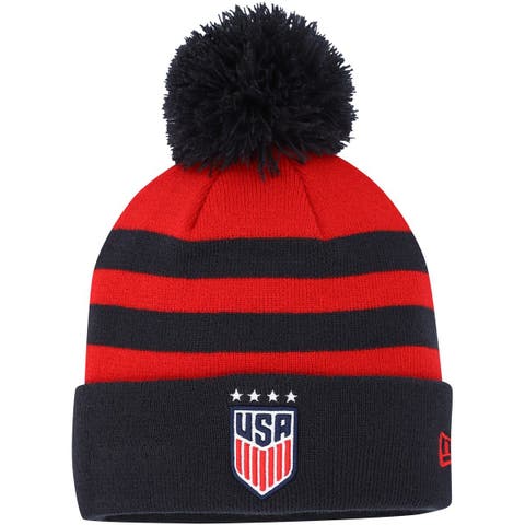 Men's New Era Red USWNT Team Cuffed Knit Hat with Pom