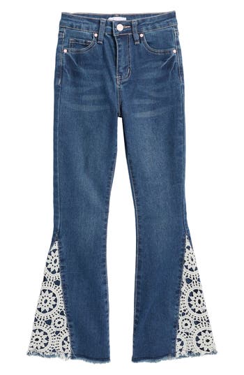 Ymi Kids' Gigi Lace Wide Leg Jeans In Light