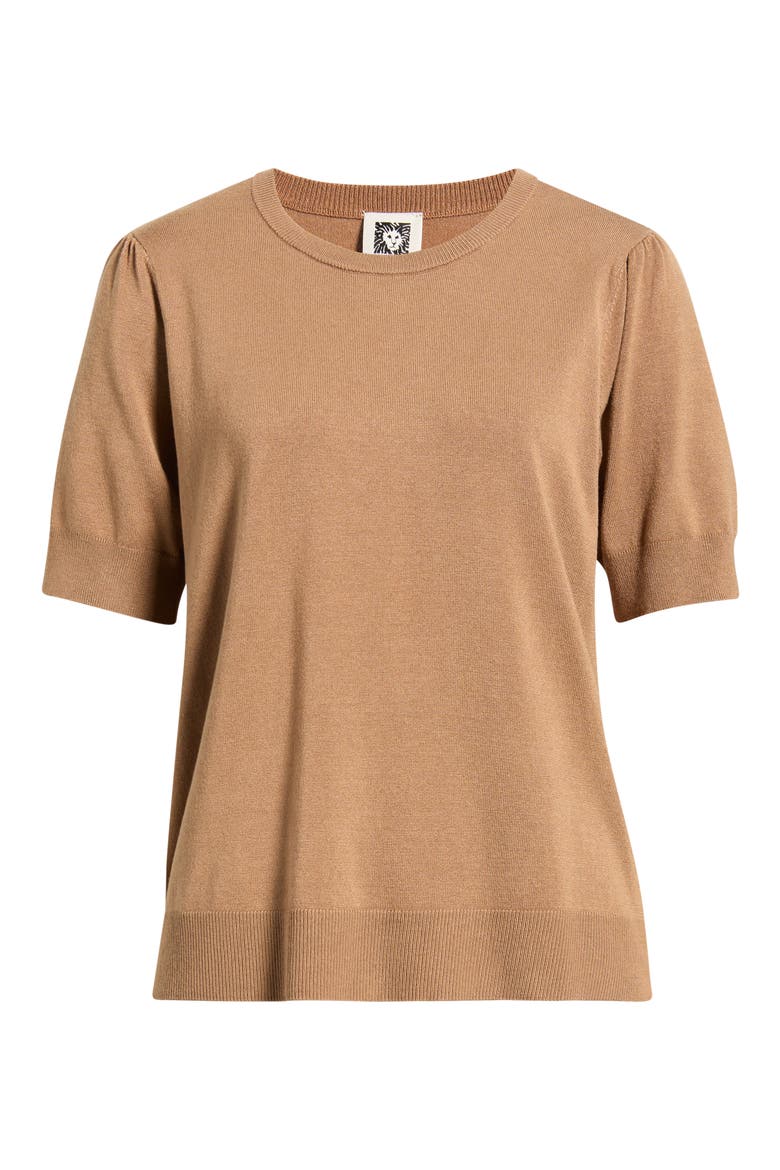 Puff Sleeve Crewneck Sweater, Alternate, color, VICUNA