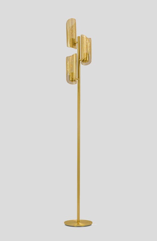 Brightech Lyra 71' Mid-century Modern Led Floor Lamp With Metal Cylinder Shades In Antique Brass